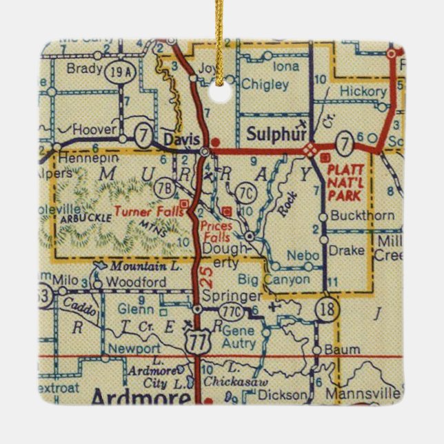 Turner Falls OK Vintage Map Ceramic Ornament (Back)