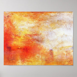 Turner Sun Setting Over A Lake Abstract Landscape Poster