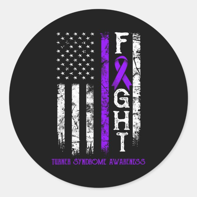 Turner syndrome warrior us flag classic round sticker (Front)