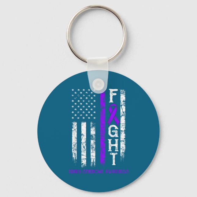 Turner syndrome warrior us flag  key ring (Front)
