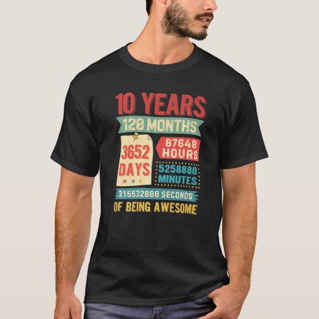 Turning 10 Years Old 10th Birthday Decorations Bda T-Shirt (Front)