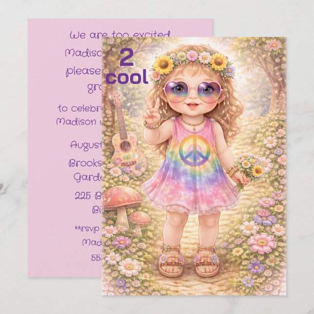 Turning 2 Cool Birthday Digital Download Invitation (Front/Back)