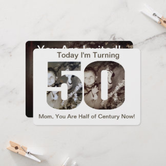 Turning 50 Child Photo Name Birthday Invitation