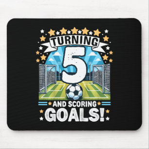 Turning 5 Soccer Birthday 5 Years Footbyll 5th Soc Mouse Pad