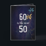 Turning 60 birthday humor card<br><div class="desc">Glitter flowers on smudged chalkboard for 60th birthday humor</div>