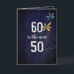 Turning 60 birthday humor card<br><div class="desc">Glitter flowers on smudged chalkboard for 60th birthday humor</div>