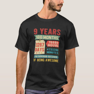 Turning 9 Years Old 9Th Birthday Decorations Bday T-Shirt