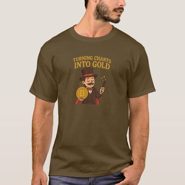 Turning Charts Into Gold Bitcoin Magician T-Shirt (Front)