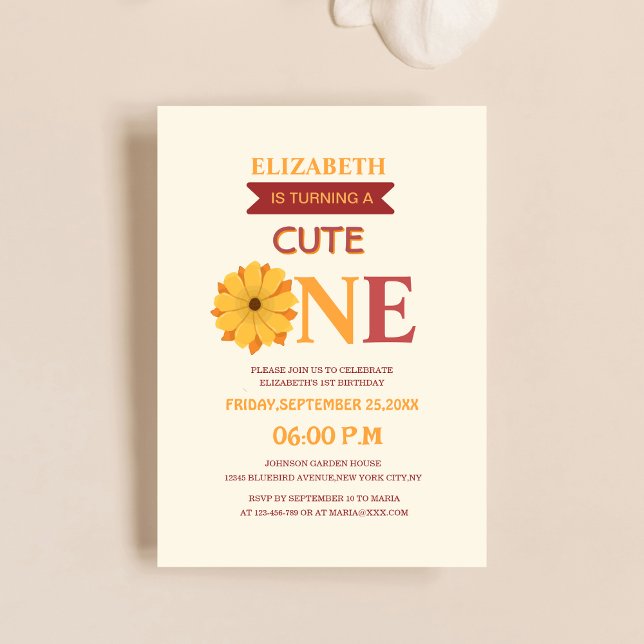 turning cute one colourful floral kid's birthday invitation (Creator Uploaded)