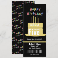 Turning Five Birthday Cake Ticket Party     