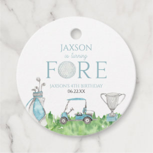 Turning Fore Blue Golf 4th Birthday Party Favour Tags
