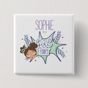 Turning one custom girls purple 15 cm square badge