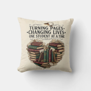 Turning Pages Changing Lives Teacher Book Heart Cushion