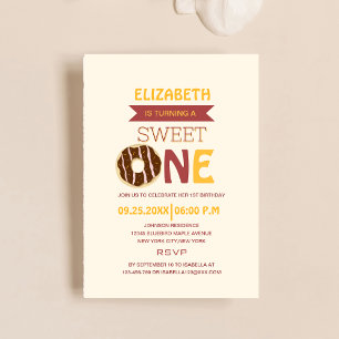 turning sweet one  doughnut colourful kid's birthd invitation