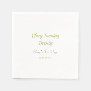 Turning twenty birthday green grey pastel retro napkin