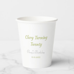 Turning twenty birthday green grey pastel retro  paper cups