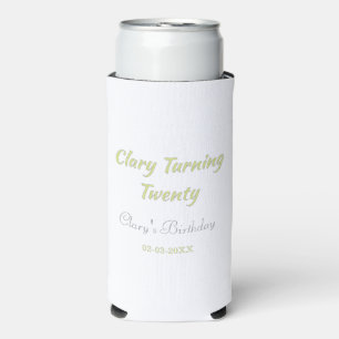 Turning twenty birthday green grey pastel retro seltzer can cooler