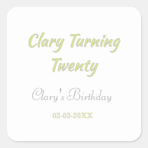 Turning twenty birthday green grey pastel retro  square sticker