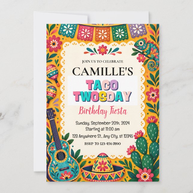 Turning Two Taco Party Invitation (Front)
