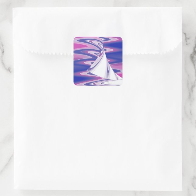 Turning waves square sticker (Bag)
