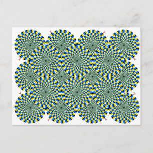 Turning Wheel Optical Illusion Green Spiral Circle Postcard