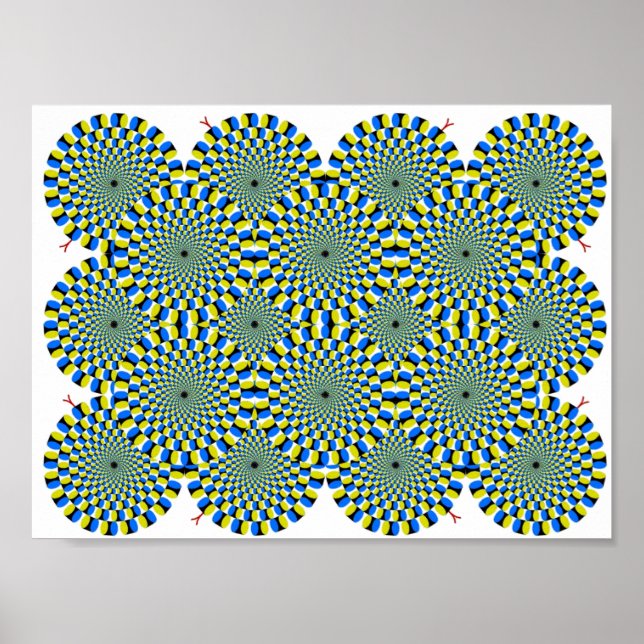 Turning Wheels Optical Illusion Green Hypnotise Poster (Front)