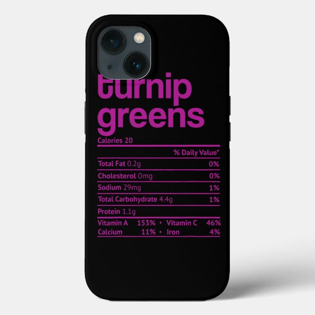 Turnip Greens Nutrition Fact Funny Thanksgiving Ch Case-Mate iPhone Case (Back)
