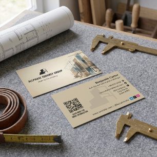 Turnkey Construction Services Brown Sktech Business Card