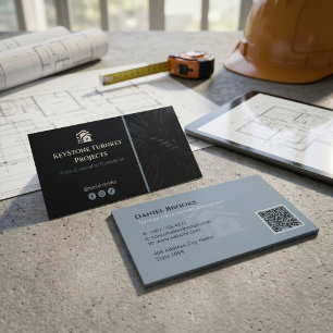 Turnkey Construction Services Minimalist Black Business Card