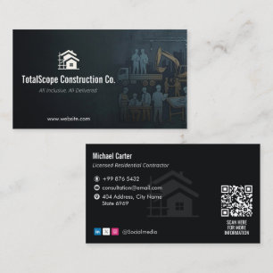 Turnkey Construction Services   Minimalist Black Business Card
