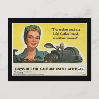“Turns Out You Gals Are Useful After All” Retro Ad Postcard