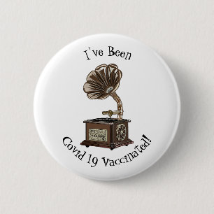 Turntable cartoon illustration 6 cm round badge