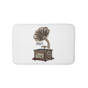 Turntable cartoon illustration bath mat