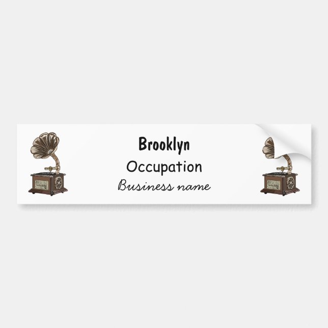 Turntable cartoon illustration bumper sticker (Front)
