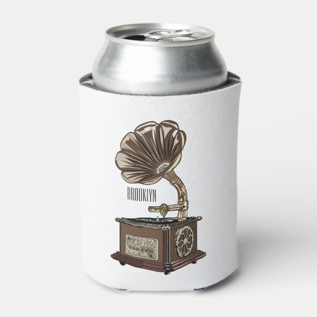 Turntable cartoon illustration  can cooler (Can Front)