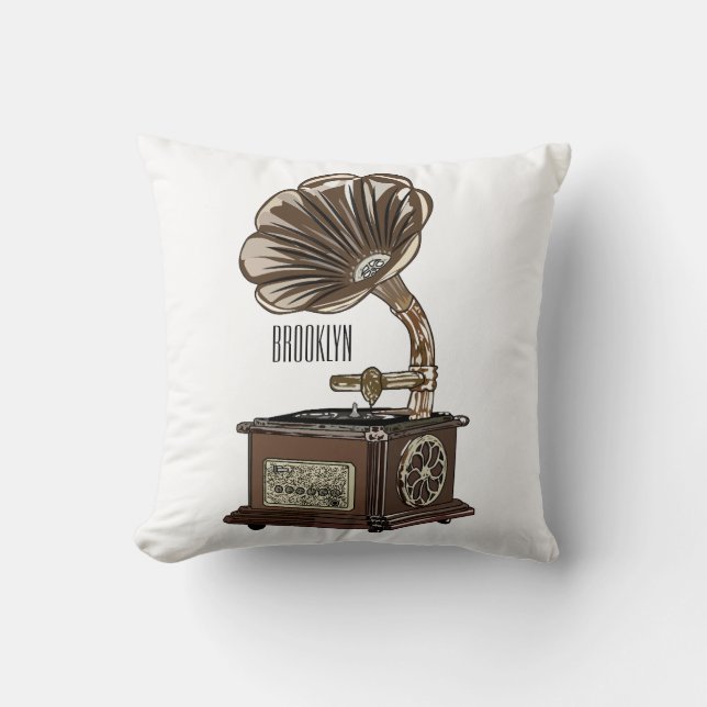 Turntable cartoon illustration  cushion (Front)