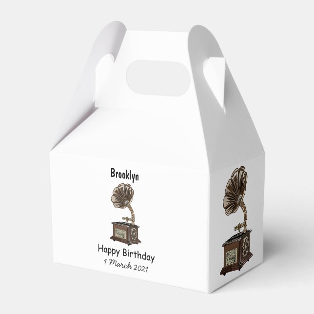 Turntable cartoon illustration favour box (Front Side)