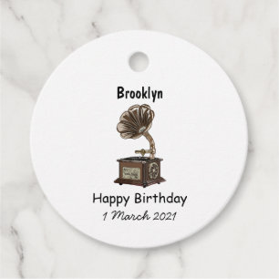 Turntable cartoon illustration favour tags