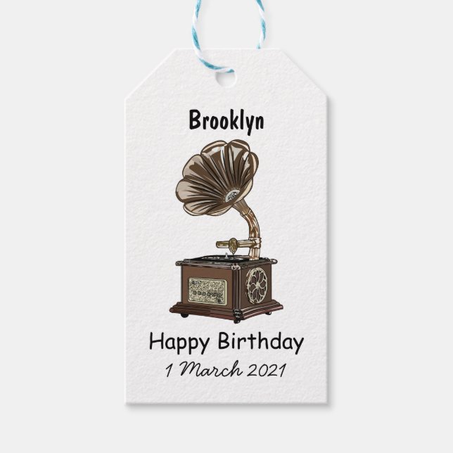Turntable cartoon illustration gift tags (Front)