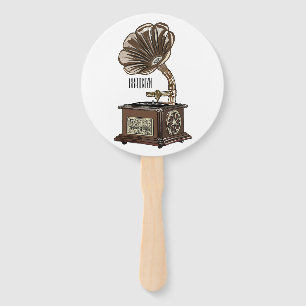 Turntable cartoon illustration  hand fan