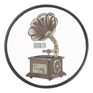 Turntable cartoon illustration hockey puck