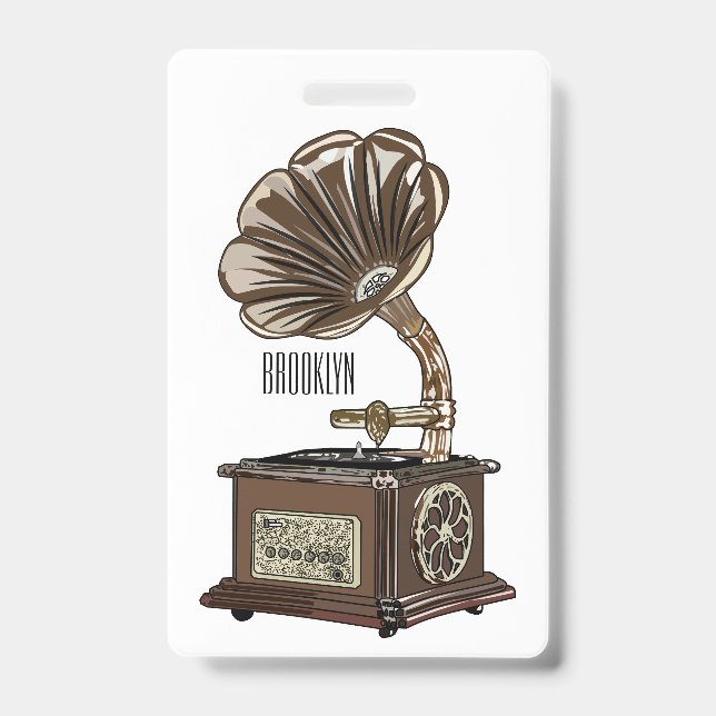 Turntable cartoon illustration  ID badge (Front)