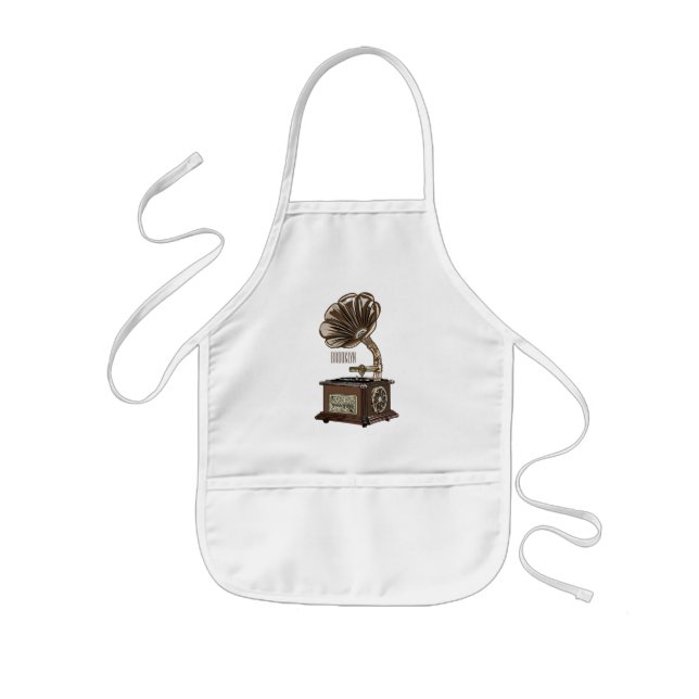 Turntable cartoon illustration  kids apron (Front)