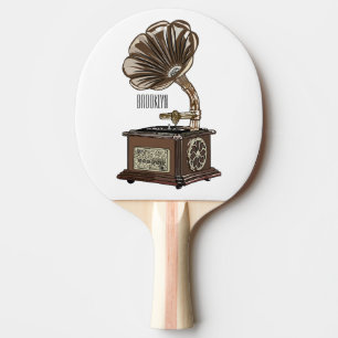 Turntable cartoon illustration  ping pong paddle