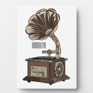 Turntable cartoon illustration  plaque