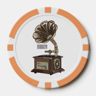 Turntable cartoon illustration poker chips