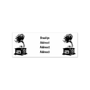 Turntable cartoon illustration rubber stamp