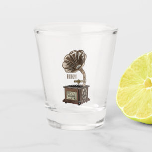 Turntable cartoon illustration  shot glass