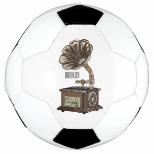 Turntable cartoon illustration soccer ball