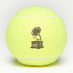 Turntable cartoon illustration  tennis balls